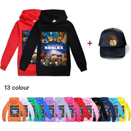 Kids Boys Girls Spring Autumn ROBLOXing Clothes Toddler Baby Hooded Cartoon Hoodie Sweatshirt Tops Childrens Clothing+Cap
