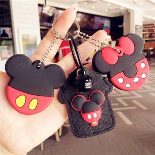 Disney Childrens Toys Mickey Minnie Keychain Reactive Mickey Mouse Key Protective Case Rainbow Color Card Case Keychain Gifts