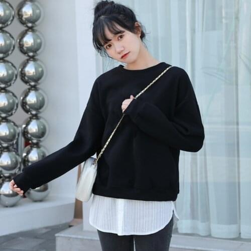 Women Layering Fake Top Lower Sweep Skirt Buttons Blue Striped Blouse A-Line False Hem Skirt Extenders for Sweater