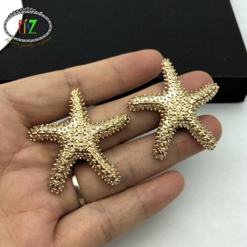 F.J4Z Designer Fashion Seafish Earrings Women Vintage Enamel Big Sea Stars Stud Earrings Animal Earrings Jewelry Dropship