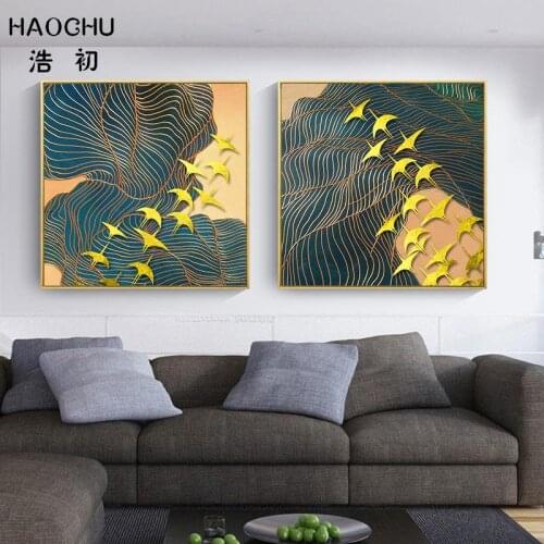 HAOCHU New Chinese Flying Birds Xiangyun Decor Pictures Art Poster Home Wall Decoration Wall Sticker Canvas Painting For Room