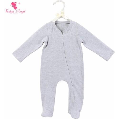 Kaiya Angel NewBorn Baby Boy Footies NB~24M Spring Autumn Children Clothes Gray Simple Style Cotton 5pcs/lot Factory Wholesale