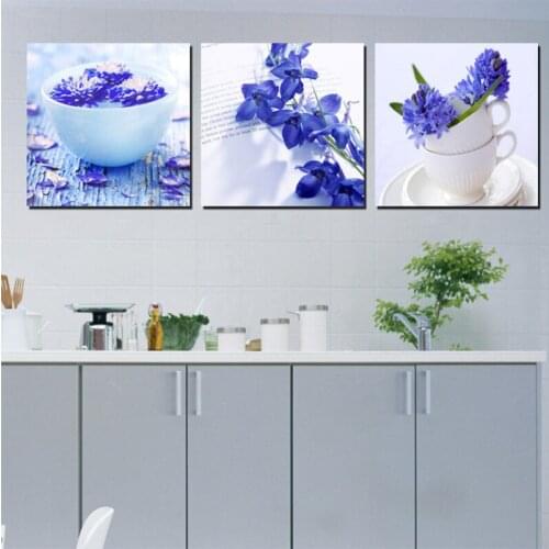 Oil restaurant Painting Canvas Art Cuadros Transparent Flowers 3 Piece Wall Picture Print modern home paintings Modular pictures