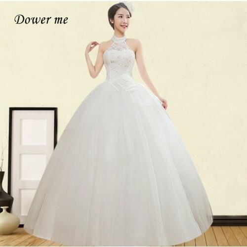 Halter Wedding Dress GR719 Sleeveless Lace Bridal Dresses Sequined Elegant Vestidos De Novia Embroidery Plus Size Wedding Gowns