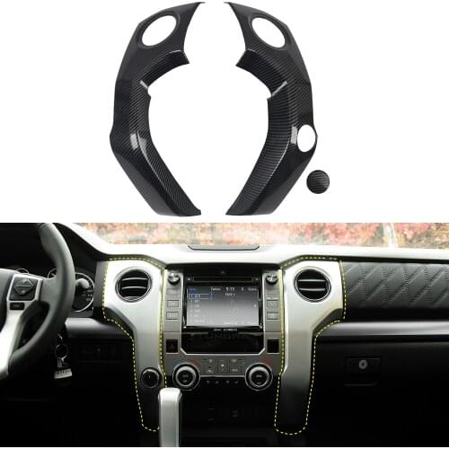 LHD! Car Accessories for Toyota Tundra 2014-2021 Carbon Fiber Printed Interior Dashboard Middle Console Air Vent Cover Trim 3pcs