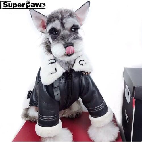 Fashion Pet Dog PU Leather Jacket Warm Coat Shirt Undershirt For Small Medium Dogs Schnauzer French Bulldog Hoodie Clothes YHC30