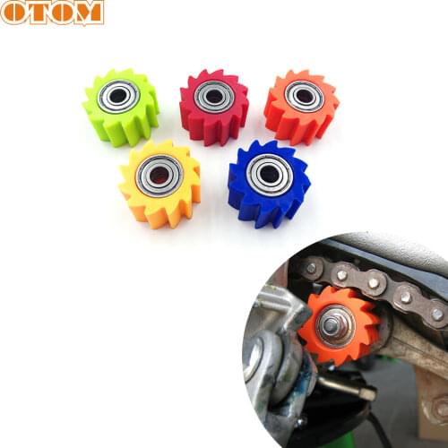 OTOM 2 Pcs Motorbike Chain Rollers (Serrated) Tensioner Pulley Wheel Guide Standard Parts For Dirt Street Bike Enduro Motorcycle