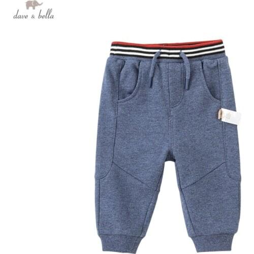 DBA18761 dave bella autumn baby boys fashion solid pockets pants children full length kids boy pants infant toddler trousers