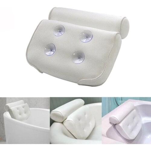 Spa Non-Slip 3D Mesh Cushioned Bath Tub Spa Pillow Bathtub Head Rest Pillow With Suction Cups For Neck And Back Bathroom Supply