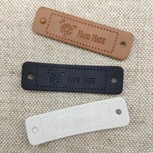 Lovely Tree With Bird Handmade Pu Leather Labels For Love Tree Clothing Handmade Tags For Hand Made Love Label Pu Leather Tag