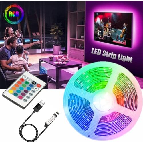 RGB LED Strip Light TV Background Decoration Flexible Controller Diode Tape String Bedroom Lamp Decor USB 24 KEY Infrared Remote
