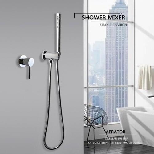 Bathroom Handheld Shower Head with Extra Long Hose and Brass Bracket Holder Shower Wall Polished Hand Shower Faucet Set