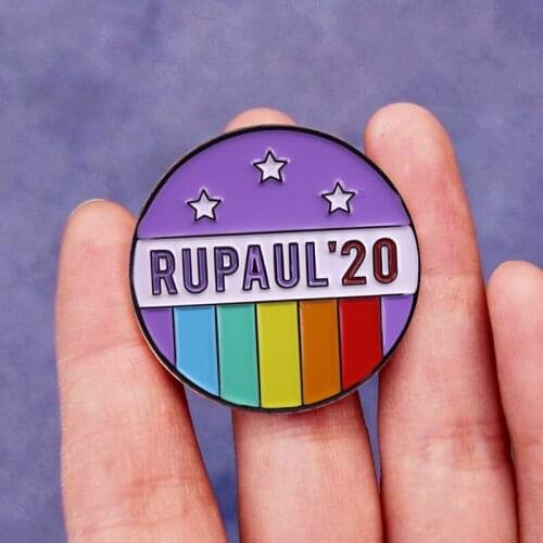 RuPaul '20 Rupauls GAY LGBT Pride Enamel Brooch Pin Hat Bag Collar Lapel Pins Badges Women Mens Fashion Jewelry Accessories