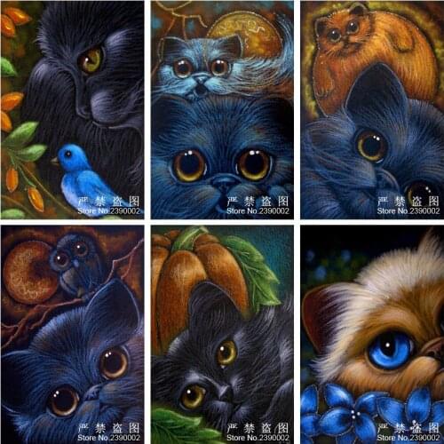 Diy Diamond Painting Animal Cross Stitch Posters Square Diamond Mosaics Sets Unfinish Decorative Diamond Embroidery Cat & Bird
