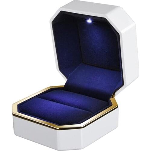 Luxury High-grade Paint LED Light Ring Box Velvet Jewelry Gift Wedding Engagement Jewelry Box