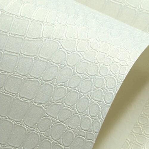 Modern Creamy-white Faux Crocodile Leather Texture 3d Wallpaper Rolls for Walls 3D Wall paper papel de parede Vinyl Wallcovering