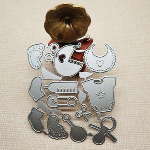 T84E Baby Bottle Bib Metal Cutting Dies Stencil DIY Scrapbooking Album Paper Card Template Mold Embossing Craft Decoration