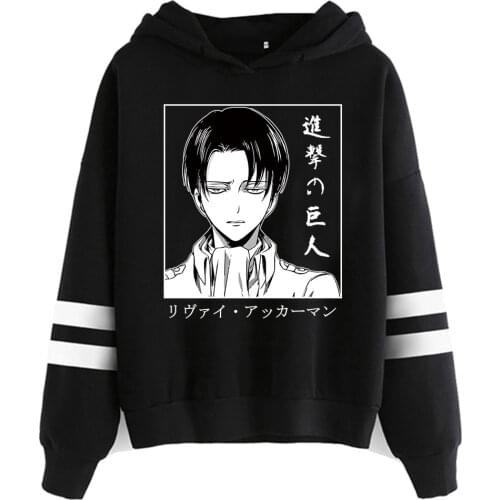 Attack on Titan Hoodie Men Fashion Loose Pullovers Casaul Tops Oversize Hoodie Striped Hooded Sweatshirt Pullover Tops