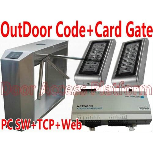 OutDoor Tripod Turnstiles Keypad Password Pin Code+RFID ID Card Access Gate Reader+Web Network Access Controller Entrance gate