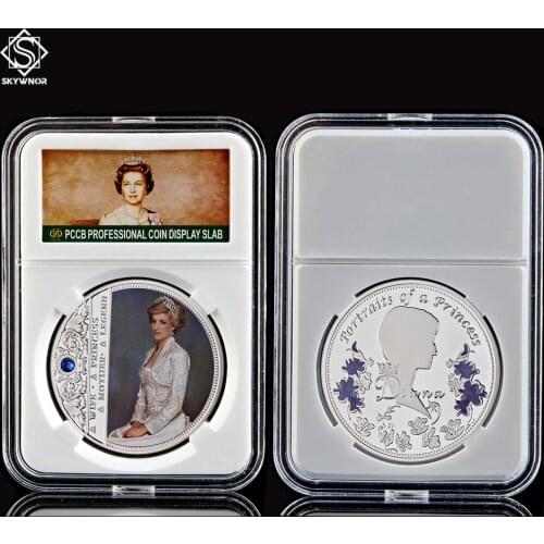 UK Souvenir Gold/Silver Coin Princess Diana Collection Gift Decorative W/ Acrylic Box