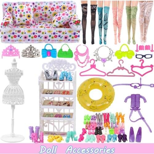 20Pcs Of High Heels Barbies Shoes For Women Barbies Accessories Fashion Stuff Barbies Clothes For Woman Furniture DollHouse Toy