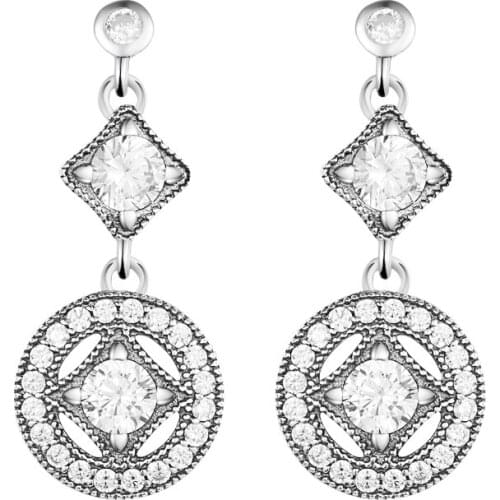 Real 925 Sterling Silver Vintage Allure Hanging Earrings for Women Wedding Earring Party 925 mujer Original Jewelry