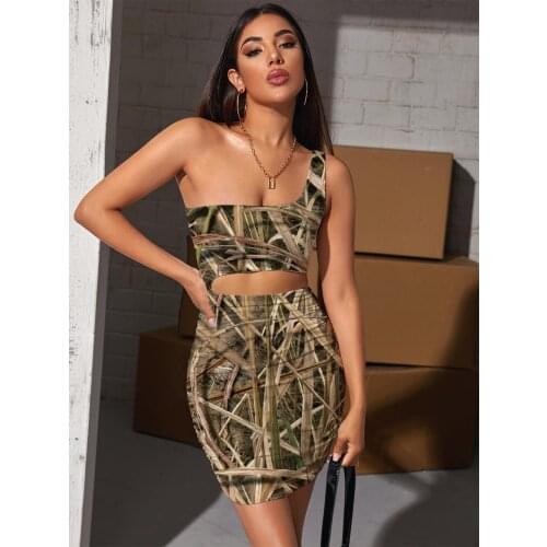 Giyu Brand Camouflage Dresses Women Psychedelic Pleating Abstract Halter Sleeveless Straw Bodycon Dress Womens Clothing Club
