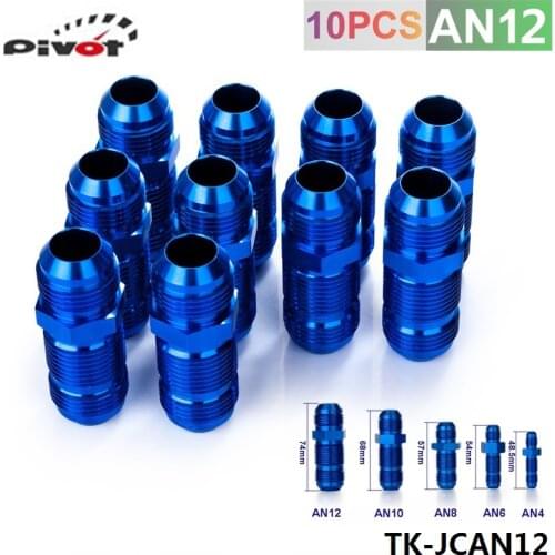 12AN AN12 MALE THREAD STRAIGHT BULKHEAD FLARE BLUE ALUMINUM ANODIZED FITTING TK-JCAN12