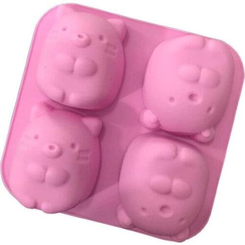 4 cavity cute groundhog cake mold kitchen baking silicone DIY handmade soap mold
