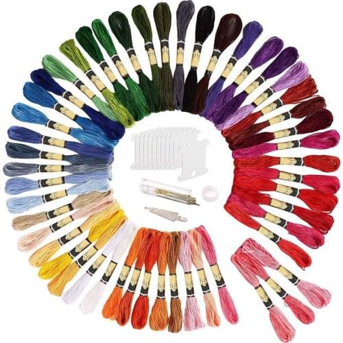 50Skeins Cross Stitch Thread Floss Embroidery Thread with 30pcs Floss Bobbins and 30pcs Needles Sewing Skeins DIY Craft
