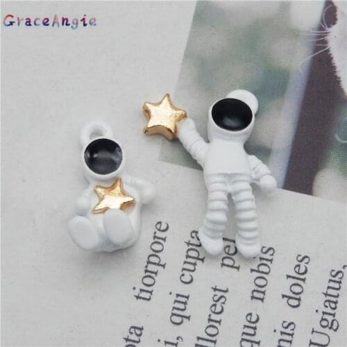 8pcs Enamel Space Astronaut charms for Earrings making Neacklae Pendant Handmade Alloy Star Bracelet Keychain Accessories DIY
