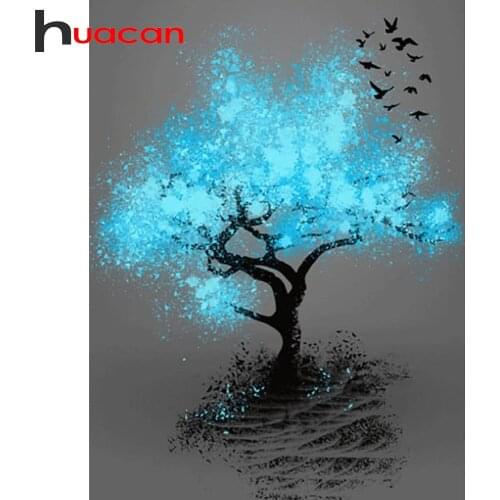 Huacan 5d DIY Diamond Painting Full Drill Square/Round Tree Fantasy Diamond Embroidery Complete Kit Mosaic Landscape Home Decor