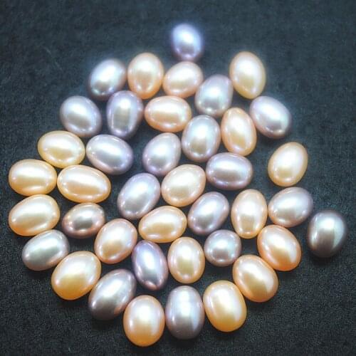 10pcs natural cultured freshwater pearl loose beads No hole rice shape bulk pearl beads size 7-8mm fashion jewelry components