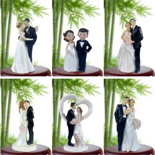 New wedding cake topper figurines bride and groom cute style topper engagement anniversary bride shows gifts favors