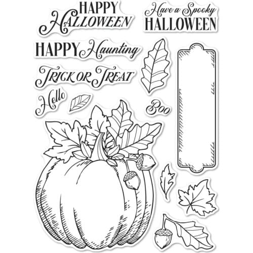FXL Halloween Pumpkin Transparent Clear Stamps for DIY Scrapbooking/Card Making/Kids Christmas Fun Decoration Supplies