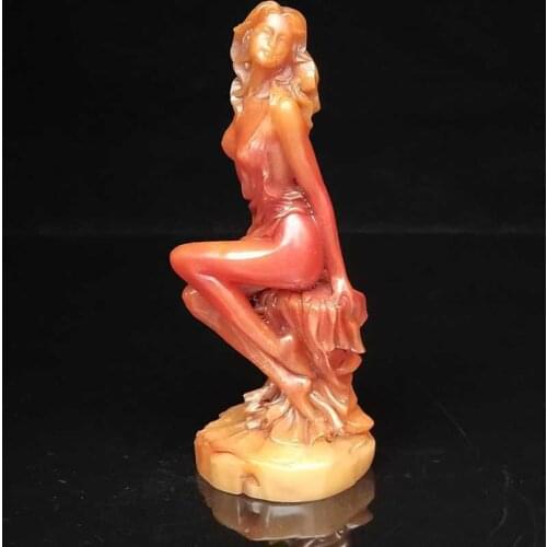 Chinese Hand-Carved Natural ShouShan Stone Statue People beauty Exquisite