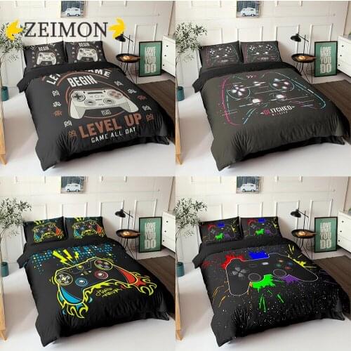 ZEIMON Gamepad Bedding Set Queen Size Duvet Cover Creative Black Bed Comforter Cover Set Housse De Couette Bedclothes 2/3Pcs