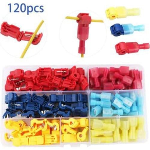New 120 PCS Wire Cable Connectors Terminals Crimp Scotch Lock Quick Splice Electrical Car Audio 22-10AWG 0.5mm-6mm Kit Tool Set