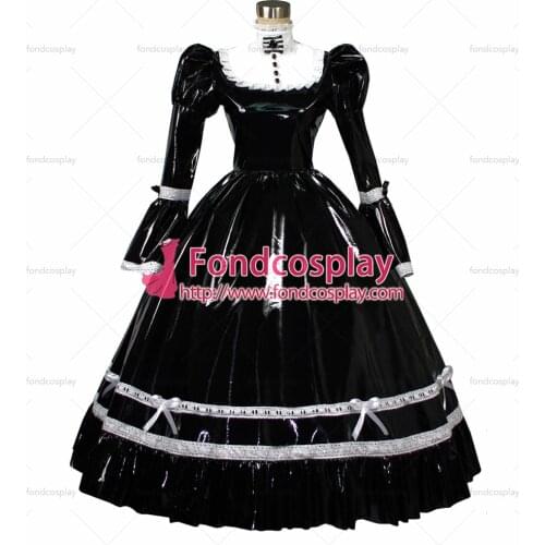 Sexy Sissy Maid Pvc Dress Black Lockable Uniform Cosplay Costume Tailor-made[G416]