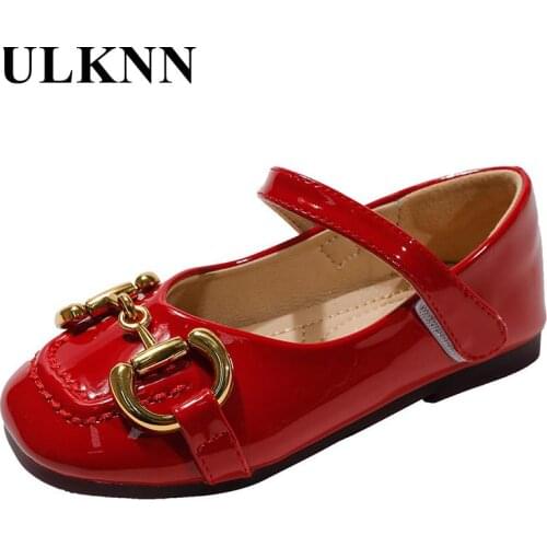Student Flats Kid' Period Leather Shoes Childrens Recreational Red Shoes Baby Metal Girls Cute Little Princess Shoes For Dance