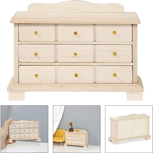 1:12 Scale Doll House Mini Wood Cabinet Simulation Baby Doll Furniture Decoration