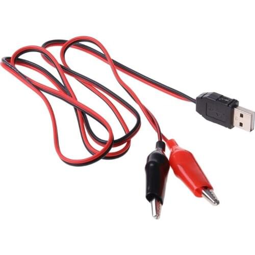 Copper Alligator Clips with Wire Male USB Connector Test Leads Crocodile Clamp L4MB