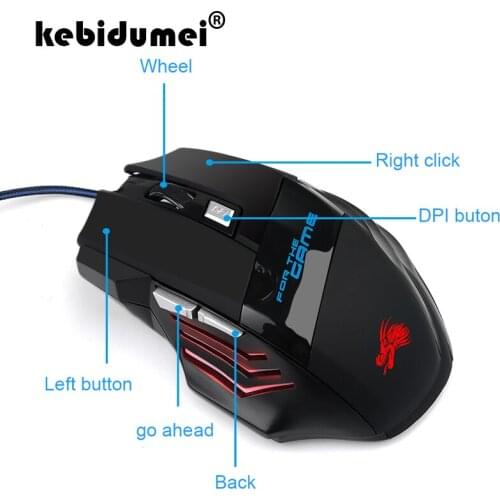 Kebidumei USB Wired Optical 7 Buttons Gaming Mouse 5500DPI Professional Gaming Mouse Office Desk 6 Buttons Gaming Mouse Wired
