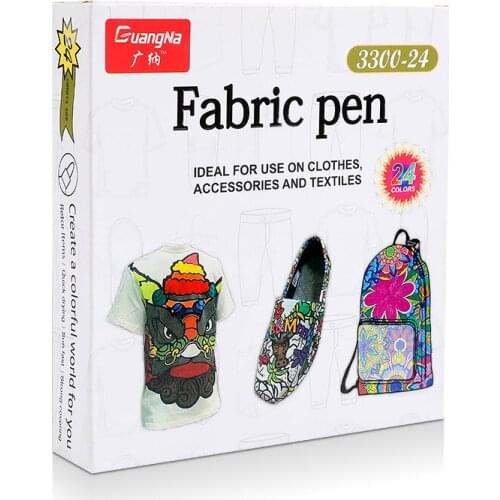 24 Color Art Marker Pen Set Multifunction Creative DIY Waterproof Fabric Pens Colored Painting Graffiti Pen T-Shirt Drawing Pens