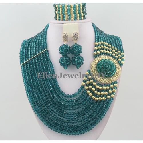 Nigerian Wedding African Beads Rushed Classic Women Crystal Jewelry Sets New Arrived Nigeria Set Necklace Africa Beads W11783