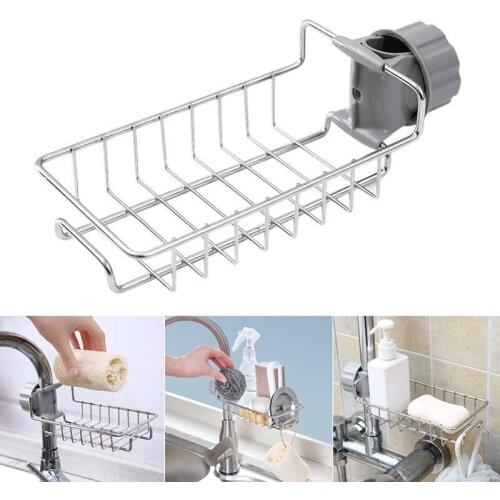 New Stainless Steel Faucet Storage Racks Adjustable Sink Rag Sponge Draining Rack Kitchen Bathroom Soap Storage Holders Shelves