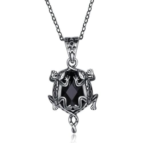 SILVERHOO Necklace For Women S925 Sterling Silver Black Zircon Suspend Double Gecko Trendy Pendent Necklace Fine Jewelry Sale