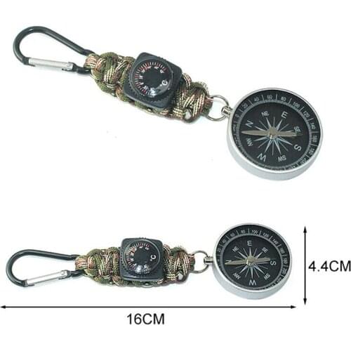 Portable Emergency Compass Thermometer Key Chain Outdoor Camping Survival Tool