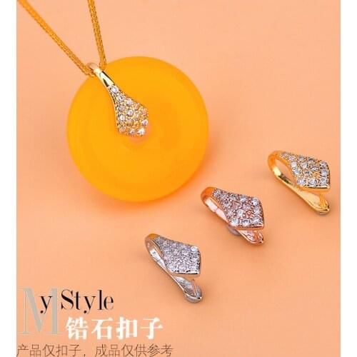 S925 sterling silver inlaid Zircon Pendant buckle melon seed buckle hand woven jewelry DIY accessory material