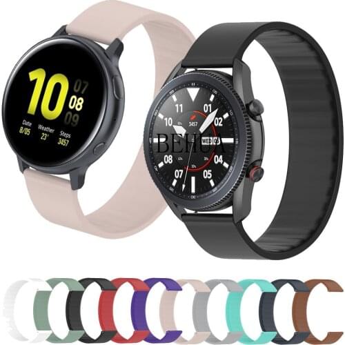 18 20 22mm WatchBand Strap For Samsung Galaxy Watch Active 2 40mm 44mm 3 41mm 45mm 42mm 46mm Silicone Elastic Loop Bracelet belt